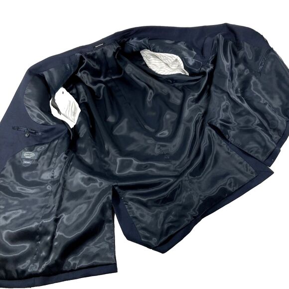 Pronto Uomo Platinum Wool Blazer Navy Blue 2 Vent 48 50 L Executive Fit - Picture 14 of 16